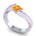 thumbnail image 2 of 1.20 Ct Natural Diamond Citrine & Pink Sapphire Gemstone Sparkle Bridal Ring for Women Solid 18K White Gold Size 8 by Diamond-Capitals, 2 of 8