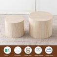 thumbnail image 4 of Round Coffee Table Set of 2, Nesting Coffee Table for Living Room, Modern Drum Side Table End Table, No Assembly Required, Accent Furniture for Bedroom, Balcony, Library, Cave Stone Pattern, 4 of 5