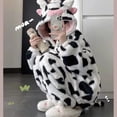 thumbnail image 3 of Conjuntos de pijamas con capucha de vaca para mujer, ropa de dormir Kawaii, terciopelo Coral grueso, trajes de estar por casa, otoño e invierno, 2023, 3 of 3
