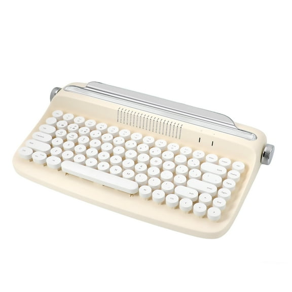 ITIGOITIE Retro Typewriter Style Bluetooth Keyboard, 84-Key Compact Design, Multi-Device Support, Yellowish White