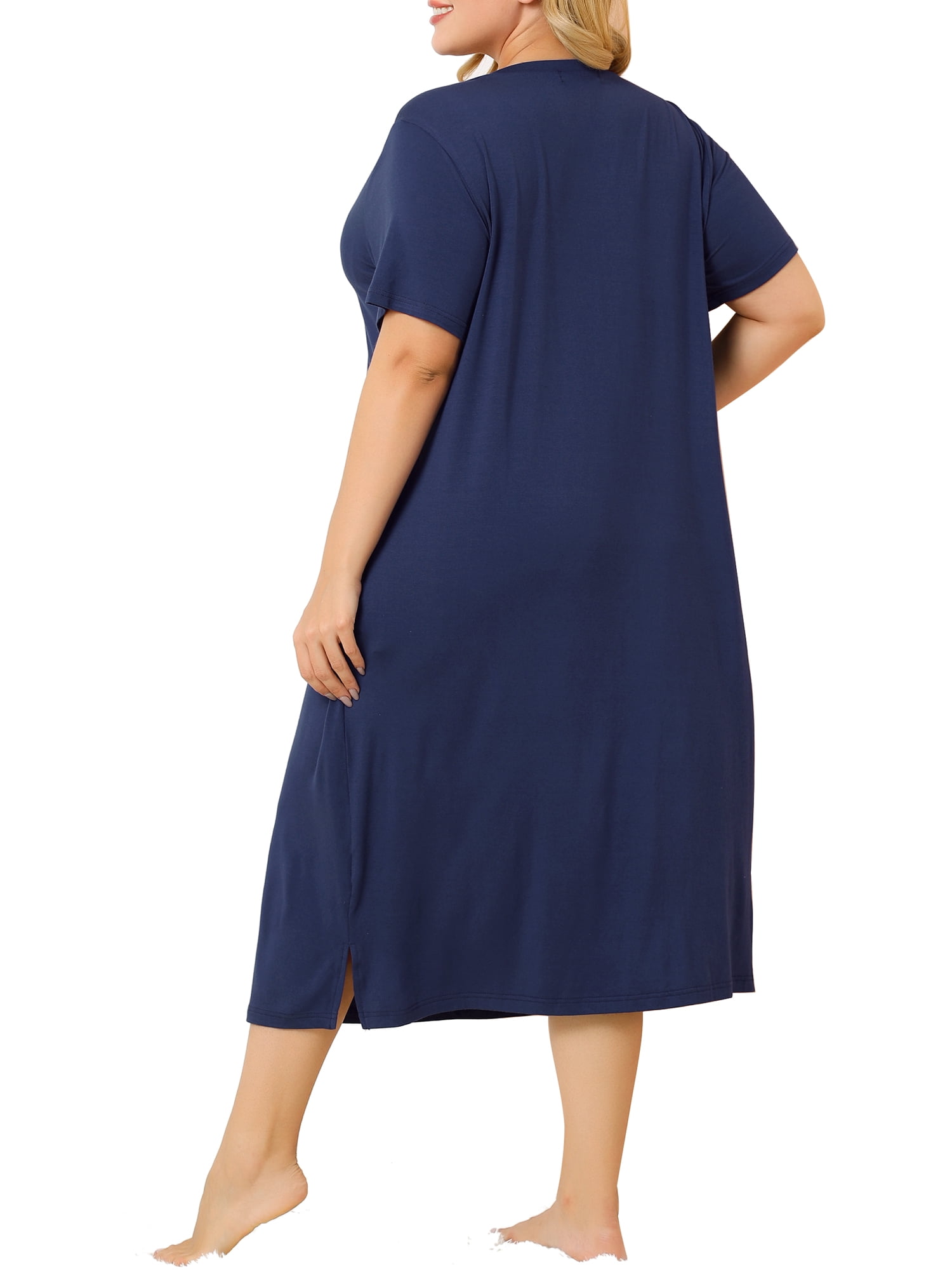 Unique Bargains Women's Plus Nightgown Short Sleeve Cat Print Nightshirt