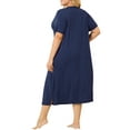 thumbnail image 4 of Agnes Orinda Women's Plus Size Nightgowns Crew Neck Short Sleeves Sleep Dress Cats Print Pajamas Lounge Home with Pocket 1X Navy Blue, 4 of 9
