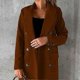 thumbnail image 4 of Women Woolen Jacket Turn-down Collar Solid Color Double-breasted Coat Mid Length Thermal Long Sleeved Commuting Dating Spring Fall Winter Overcoat, 4 of 5