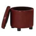 thumbnail image 2 of Designs4Comfort Round Accent Storage Ottoman with Reversible Tray Lid, Burgundy Faux Leather, 2 of 8