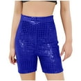 thumbnail image 2 of Girls Sequin Shorts Elastic High Waisted Straight Leg Sparkly Glitter Party Shorts for Kids 3-16 Years, 2 of 3