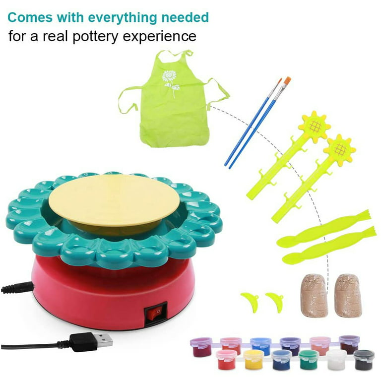 Pottery Wheel for Kids - Complete Pottery Kit for Beginners with Air Dry  Clay, Upgraded Sculpting Clay Tools & Arts Supplies, Crafts for Girls Ages
