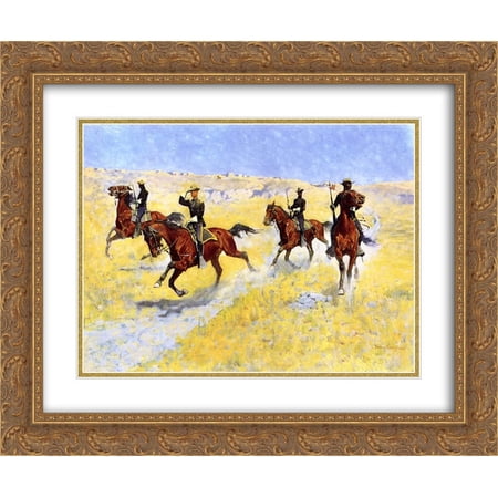 Frederic Remington 2x Matted 24x20 Gold Ornate Framed Art Print 'The Advance'