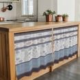 thumbnail image 6 of Blue Brown Stripes Tier Curtains 24 Inch Length, Abstract Geometric Spring Flowers Country Cafe Short Curtains for Bathroom Sink, Small Kitchen Curtain Light Filtering Drapes 2 Panels 27.5"Wx24"L, 6 of 8