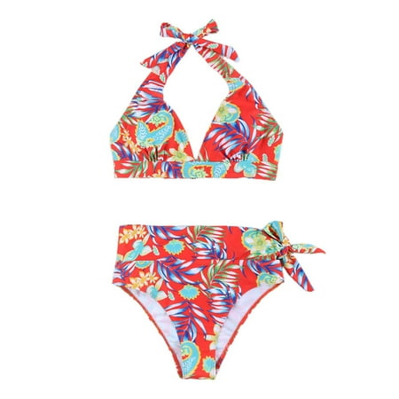 Abomasnow Bikini Sets for Women Sexy Halter High Waisted Swimsuits with Tie Knot Bottom Cheeky Swimwear Two Piece Bathing Suits Swim Suits for Women 2024