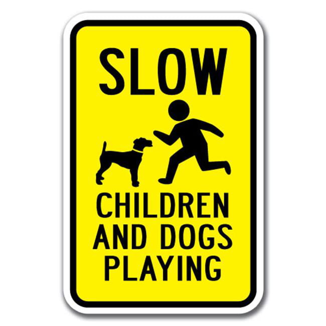 Yellow and Black Heavy Duty Hillman 840020 Caution Children at Play Sign 