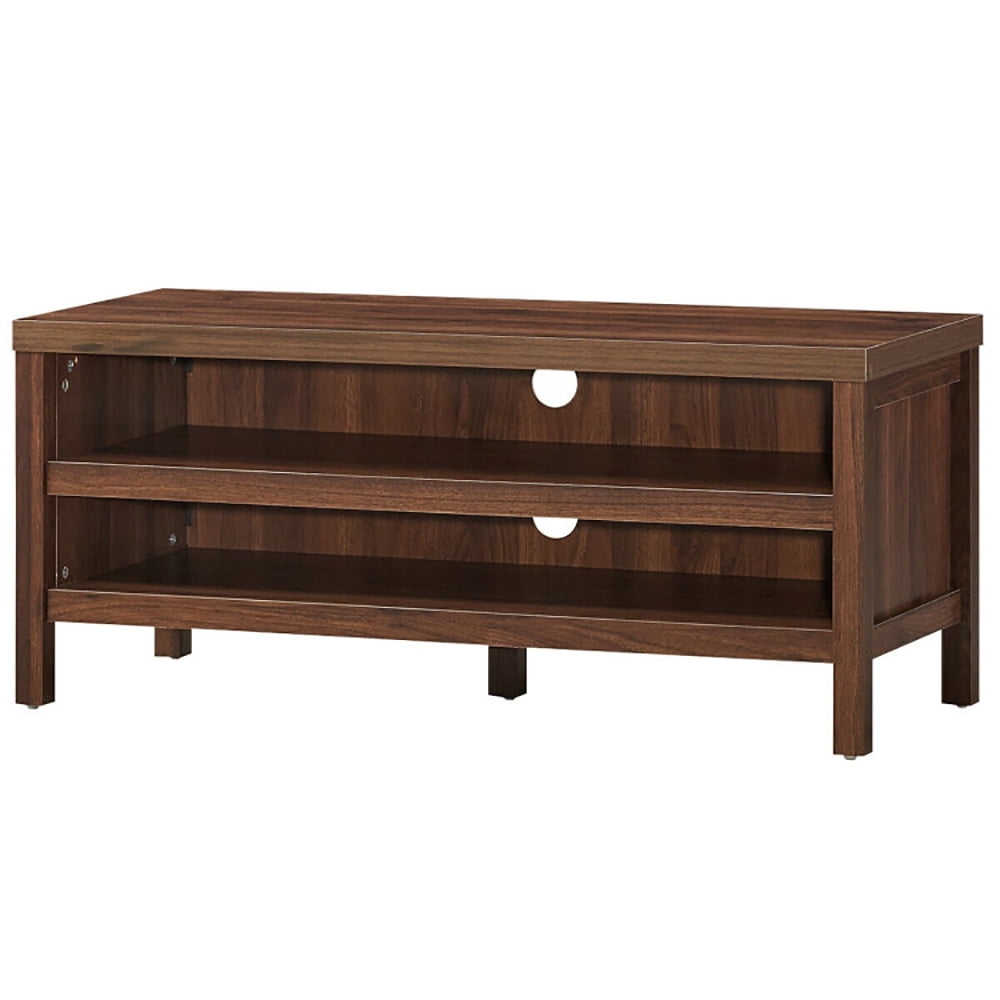 Finihen TV Stand, TV Cabinet, 3-Tier TV Stand Console Cabinet for TV's up to 45 Inch with Storage Shelves, Media Entertainment Center with Storage, for Living Room, Bedroom, Walnut