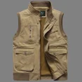 thumbnail image 4 of Primavera otoño hombres Casual Cargo chaleco chaquetas abrigo para hombre a prueba de viento sin mangas prendas de vestir exteriores chaleco para exteriores masculino de gran tamaño Q20, 4 of 5