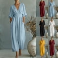 thumbnail image 7 of Moxiu Women's Elegant V Neck Jumpsuits Plus Size Dressy Casual Half Sleeve Wide Leg Long Pants Rompers Formal Office Work Overalls White,XXXXL, 7 of 7