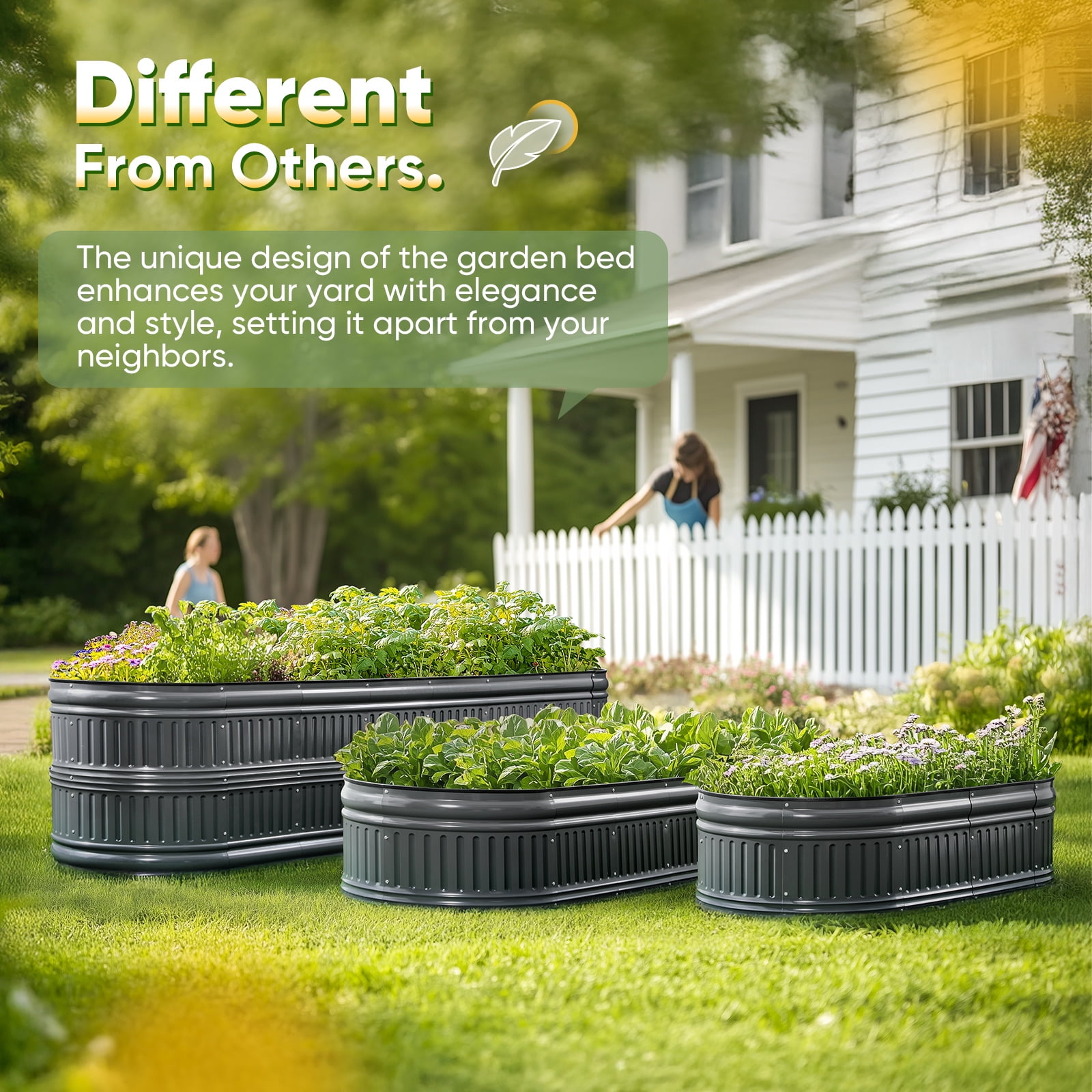 King Bird 6x2x2 ft Raised Garden Bed Kit Elevated Planter Box Galvanized Steel for Indoor Outdoor for Vegetables Flowers Patio Gardening 2 in 1 Dark Gray