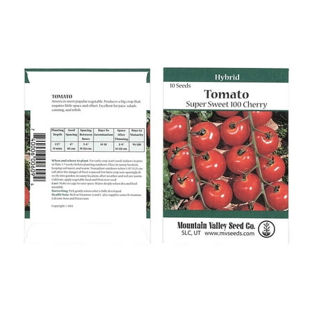 Tomato Garden Seeds - Supersweet 100 Hybrid - 10 Seed Packet - Non-GMO, Vegetable Gardening Seed - Super