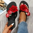 thumbnail image 2 of Sandales pour Femmes Sandale Femme Adulte Chaussures en Caoutchouc Sandales pour Femmes avec Dessus en Peluche Pantoufles pour Femmes Tongs d'Été Ouvertes Fleurs Sandales Habillées Rouges 7, 2 of 7