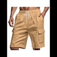 thumbnail image 1 of Pantalones Cortos Cargo para Hombre, Modernos, con Cordón Ajustable, Cintura Elástica, Informales, con Múltiples Bolsillos, para Entrenamiento, Deportes Al Aire Libre. Caqui XL, 1 of 9