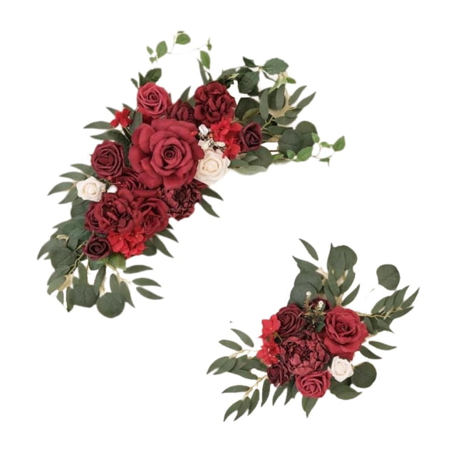 2 piezas de decoración de flores para arco de boda Strade Fareast Limited adorno rústico Rojo oscuro