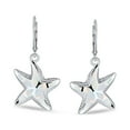 thumbnail image 2 of Bling Jewelry Womens Iridescent Created Opal Inlay Starfish Dangle Drop Lever back Earrings Silver, 2 of 5