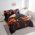 thumbnail image 2 of Feelyou Black Red Dragon Bedding Comforter Set for Boys Men Kids, Volcanic Cartoon Animal King Bedding Sets, Black Reversible, 7pcs, 2 of 7