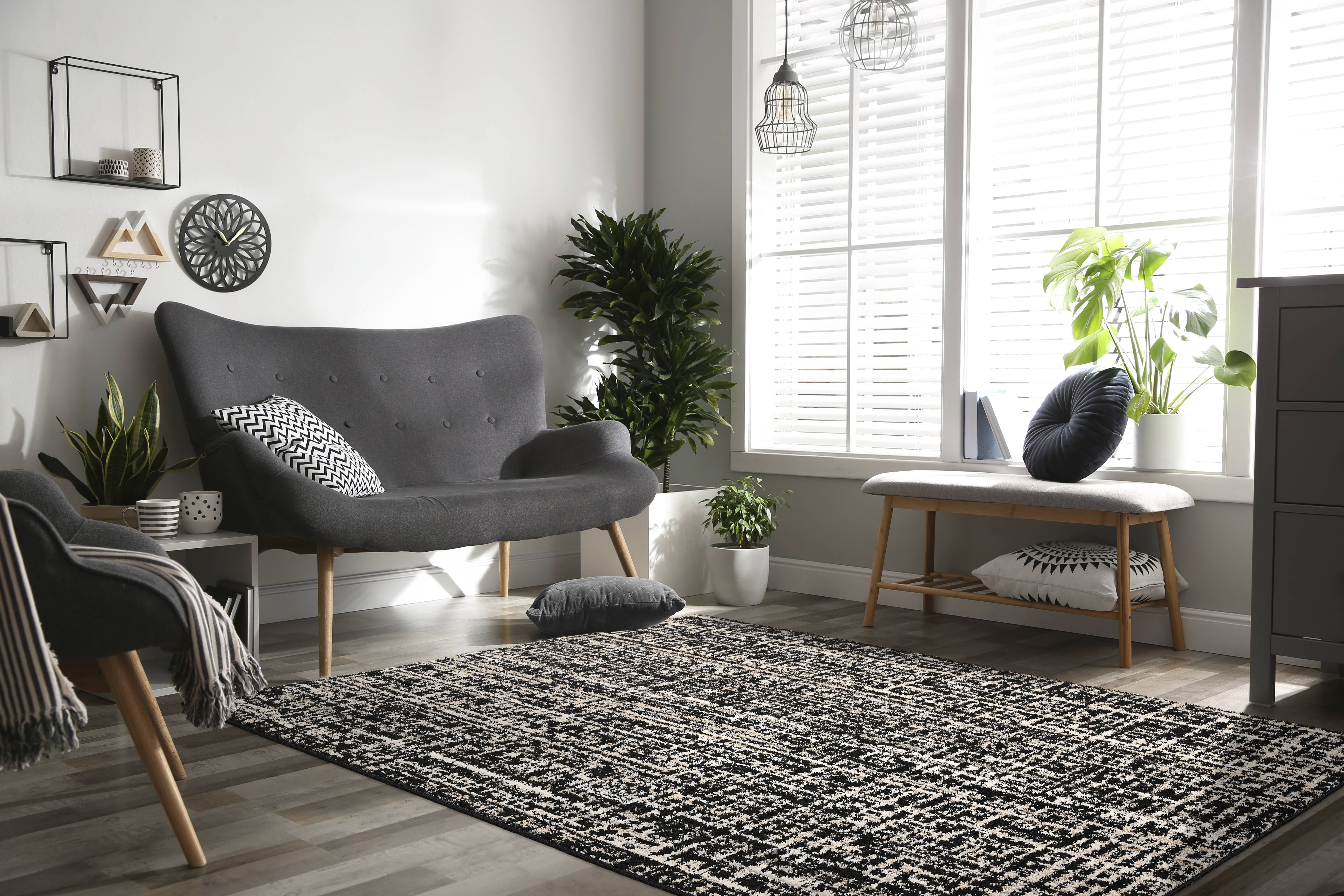 Garland Rug Rumba Black/Earth Tone Indoor Area Rug, 8' x 10'