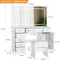 thumbnail image 6 of 2025 New Vanity Desk with Large Mirror and Lights, Makeup Vanity with Charging Station, 3 Lighting Modes Adjustable Brightness, Vanity Table Set with 7 Drawers, Makeup Table for Bedroom, 6 of 7