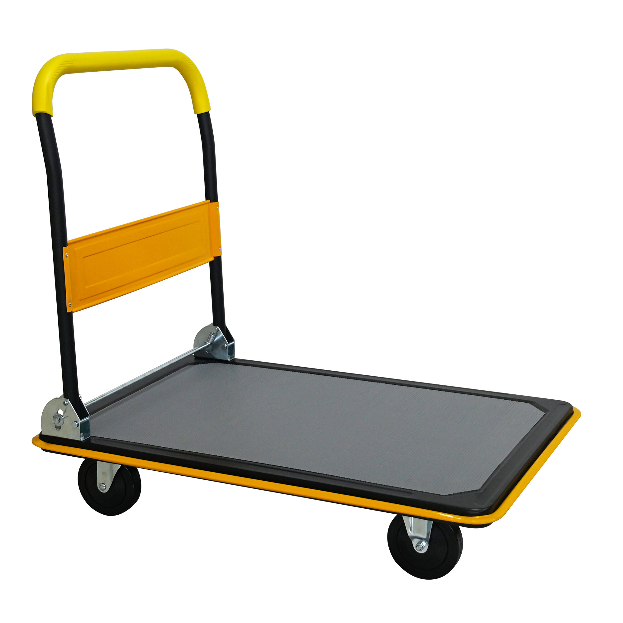 Dolly, Flatbed Cart, 660lbs Heavy Duty Capacity Platform Hand Truck 360 Degree Swivel Wheels Foldable Push Hand Cart for Loading and Storage, Warehouse-Yellow, Yellow Hand Truck,Furniture Dolly