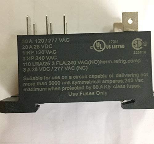 Power Relay, DPDT, 30 Amp, 120 VAC Coil, DIN/Panel Mount