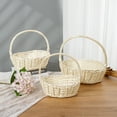 thumbnail image 3 of THY Collectibles Set of 3 Hand Woven Wicker Rattan Flower Baskets with Handle - Light Harvest Baskets for Storage, Gift Baskets, Picnics, Easter Eggs, Organizing, Weddings, Markets, and More (Oval), 3 of 7