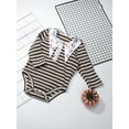 thumbnail image 3 of Sedceaty Baby Romper, Halloween Stripe Cartoon Patterns Lapel Long Sleeve Bodysuit for Girls Boys, 0-3 Years, 3 of 9