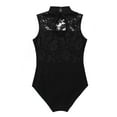 thumbnail image 4 of Yartina Big Girls Turtle Neck Lace Back Retro Dancewear Ballet Gymnastics Leotard Costumes Black 3XL, 4 of 6