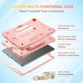 thumbnail image 2 of 3 Layers Case for iPad 9th/8th/7th Generation with Kickstand / Nylon Shoulder Strap / Pencil Holder, Military Grade Protection Rugged Case Cover for iPad 10.2 Inch 2021/2020/2019, Pink, 2 of 5
