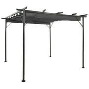 Anself Garden Pergola with Retractable Roof Steel Frame Anthracite Canopy Sun Shade Shelter for Patio, Wedding, BBQ, Camping,  Furniture 118.1 x 118.1 x 88.6 Inches (L x W x H)