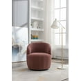 thumbnail image 3 of Swivel Barrel Chair, Modern Teddy Fabric Upholstered Accent Chair Armchair Lounge Chair with Metal Base, Comfy Single Sofa Chair with 360 Degree Swiveling for Living Room/Bedroom, Dark Red, 3 of 9