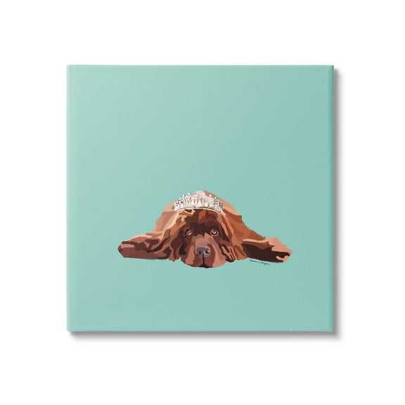 Stupell Industries Abstract Dog with Crown Animals & Insects Painting Gallery Wrapped Canvas Art Print Wall Art, 30 x 30