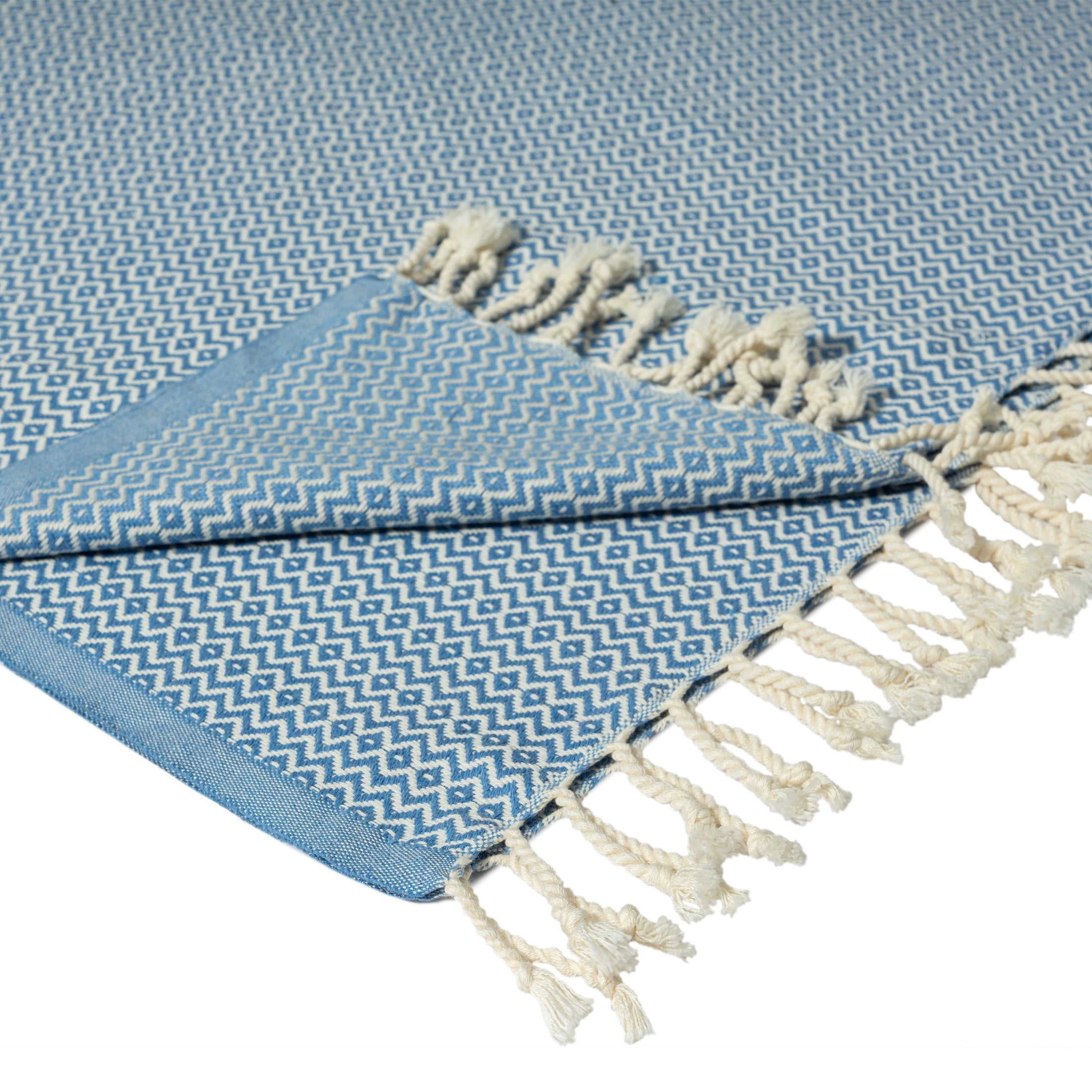 Ox Bay Shashi Light Blue Diamond Ultra-Soft Turkish Cotton Throw Blanket, 50" x 60"