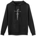 thumbnail image 1 of Sudadera con capucha minimalista de estilo manuscrito Dark Cross, algodón agradable para la piel, unisex, informal, 1 of 5