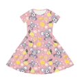 thumbnail image 2 of Uourmeti Koala Kids Dresses Little Girls Cute Short Sleeve Midi Dress Summer Lemon Casual Crew Neck Swing Dresses with Pockets, 2 of 6