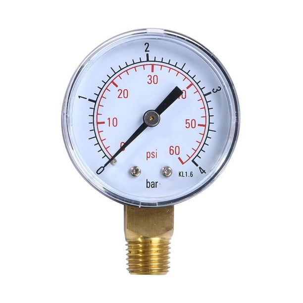 Manomètre de pression pour compresseur d'air 0-60 psi - Manomètre pour eau,  air, huile - Cadran d'instrument - Entrée de base NPT de 6,35 mm