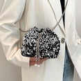 thumbnail image 3 of Bucket Bags for Women Shiny Sequin Bags with Mrtal Chain Strap & Drawstring Glitter Shoulder Bags for Women Party Evening Purse (Silver One Size), 3 of 8