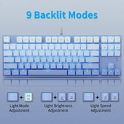 E-YOOSO Mechanical Gaming Keyboard with Gradient Blue Keycaps Red Switches LED Backlit Wired 87 Key Tenkeyness for Windows PC