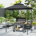 thumbnail image 2 of Outsunny Pavillon de Gril 8 Pieds x 5 Pieds, Pavillon de BBQ Extérieur à 2 Niveaux, Gris Foncé, 2 of 10