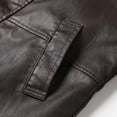 thumbnail image 5 of JUUYY Men's Leather Jacket 3/4 Length Faux Leather Coat Warm Winter Long PU Leather Jacket Lined Duster Solid Color Trench Coat Coffee L, 5 of 8