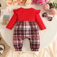 thumbnail image 4 of AWZXDE Girls fashion rompers Ruffle Sleeve Ribbed Knit Plaid Patchwork Rompers Toddlers clothes for girls Bow Headband Complete Outfit Set Green - 6-9 Months, 4 of 6