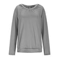 thumbnail image 4 of Miluxas Womens V Neck Long Sleeve Shirts Pleated Tops Fall Dressy Solid Color Casual Blouses Gray L(L), 4 of 8