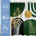 thumbnail image 4 of Dznils Boho Shower Curtain with Hooks, Modern Abstract Fabric Bathroom Curtain, 72" x 72", Green, 4 of 10