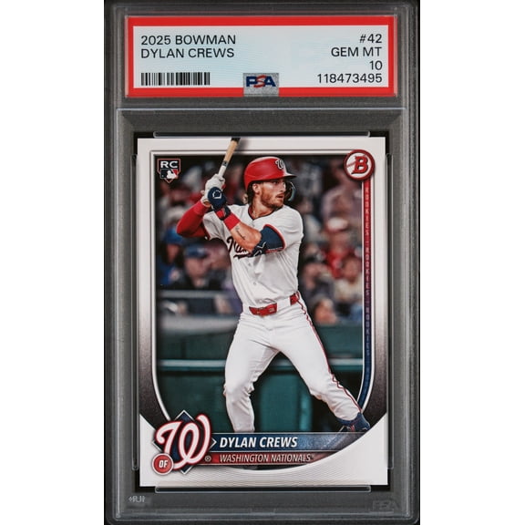Graded 2025 Topps Bowman Dylan Crews #42 Rookie RC Baseball Card PSA 10 Gem Mint