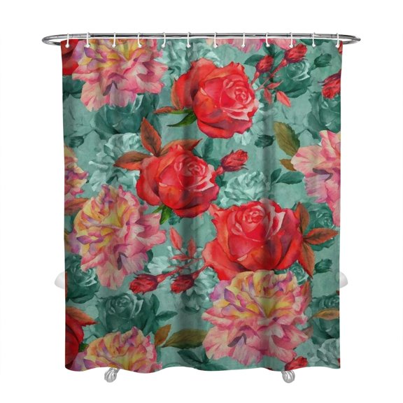 Waterproof Pioneer Shower Curtain 72x84 Inch Polyester Unique Cute Floral Shower Curtain for Bathroom Hotel Home Decor with 12 Plastic Hooks
