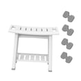 thumbnail image 3 of Taburete de ducha con estante organizador, silla de baño SPA, asiento de baño para el hogar, jardín, sala de para personas mayores, interior y ex Blanco, 3 of 8