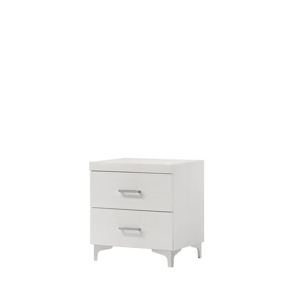 White Nightstand with Drawer - Casilda Bedside Table, Wood & Metal Modern End Table, 3/4 Extension Glides, 15"W x 12"D Drawer